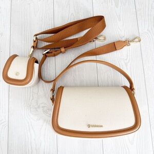 Lululemon NWOT Canvas Mini Bag Natural Chestnut Brown Crossbody